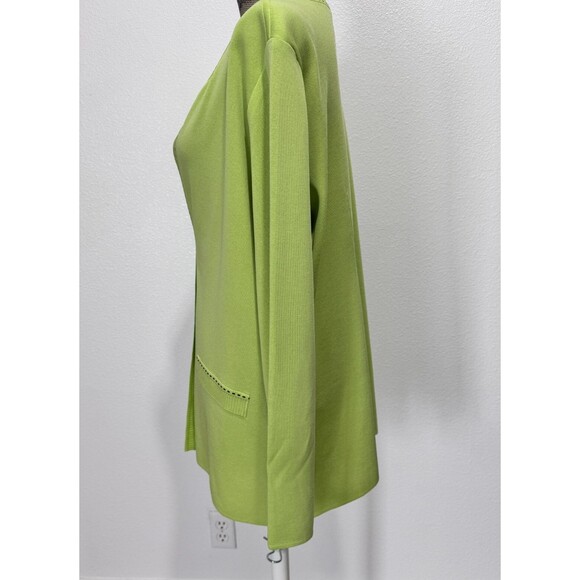 Exclusively Misook Cardigan Sz XL Lime Green Black Knit Hook Closure Long Sleeve - Picture 5 of 16